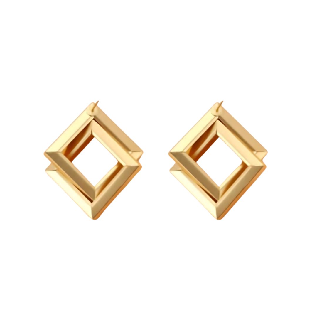 Geometric Square Frame Design Earrings