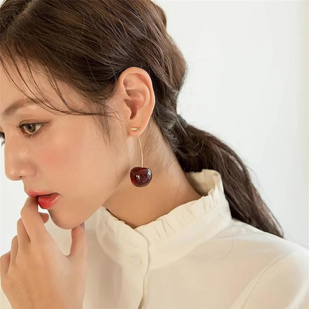 Cherry Drop Earrings – Playful Korean Design