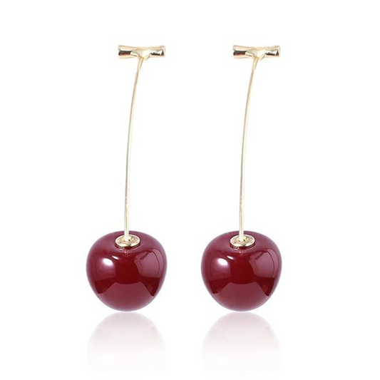 Cherry Drop Earrings – Playful Korean Design