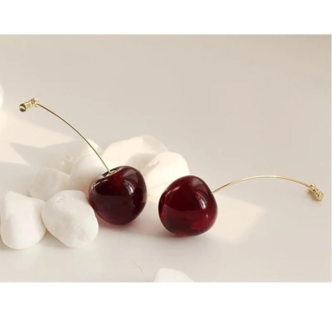 Cherry Drop Earrings – Playful Korean Design