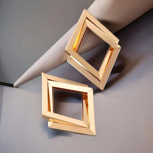 Geometric Square Frame Design Earrings